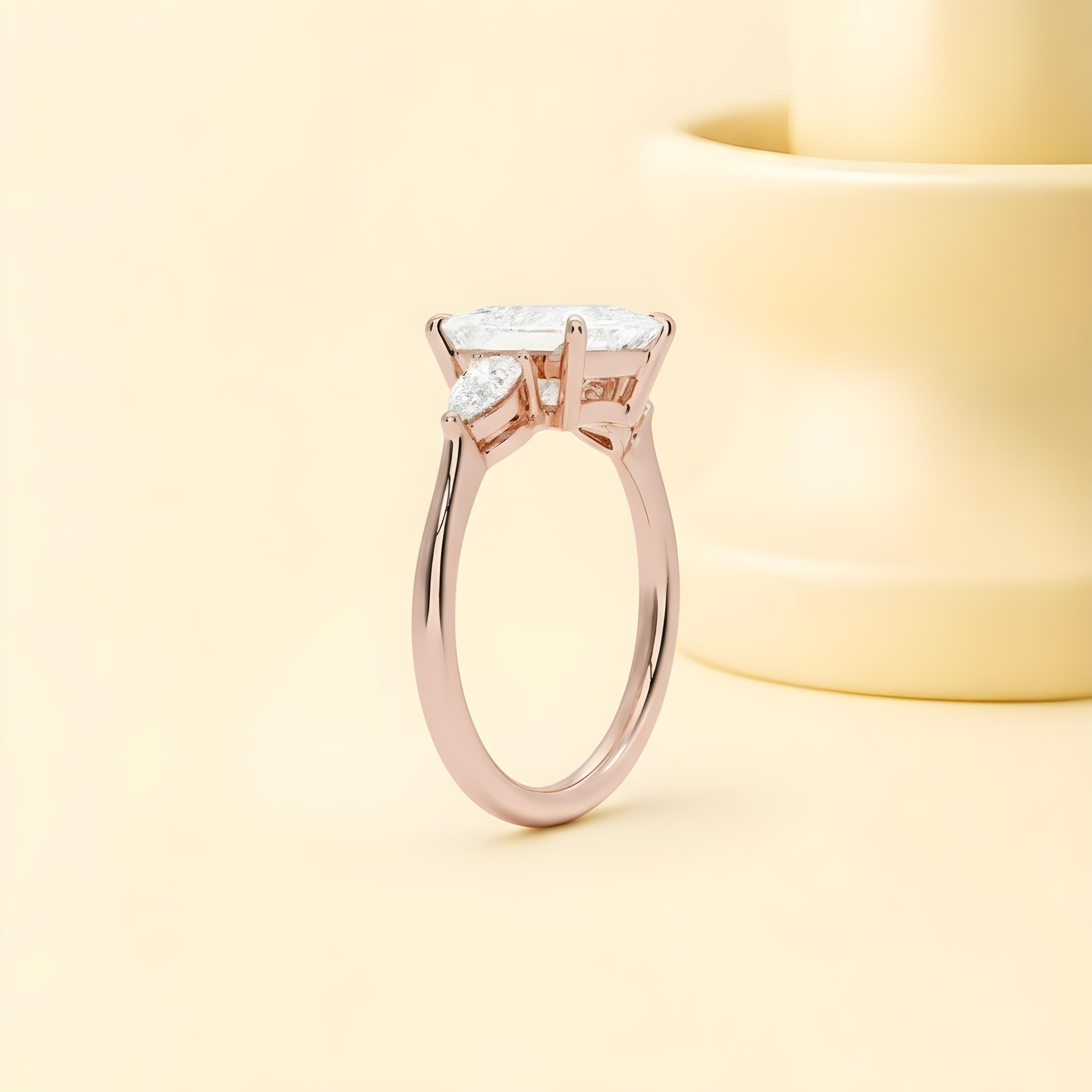 Moissanite Princess Shape Three Stones Ring