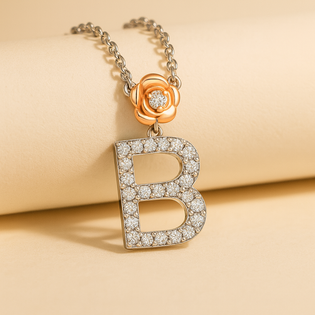 Alphabet Flower Pendant Necklace