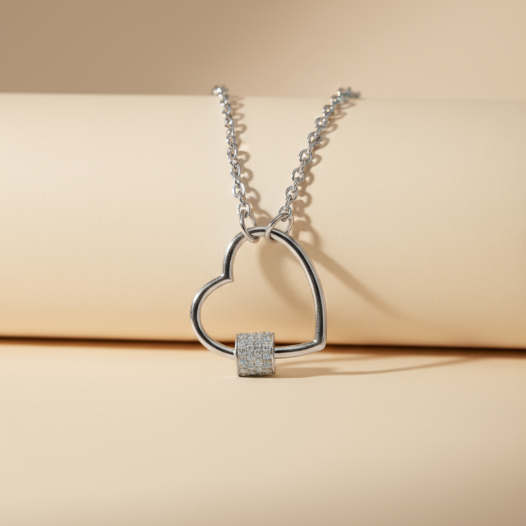 Carabiner Love Heart Pendant Necklace