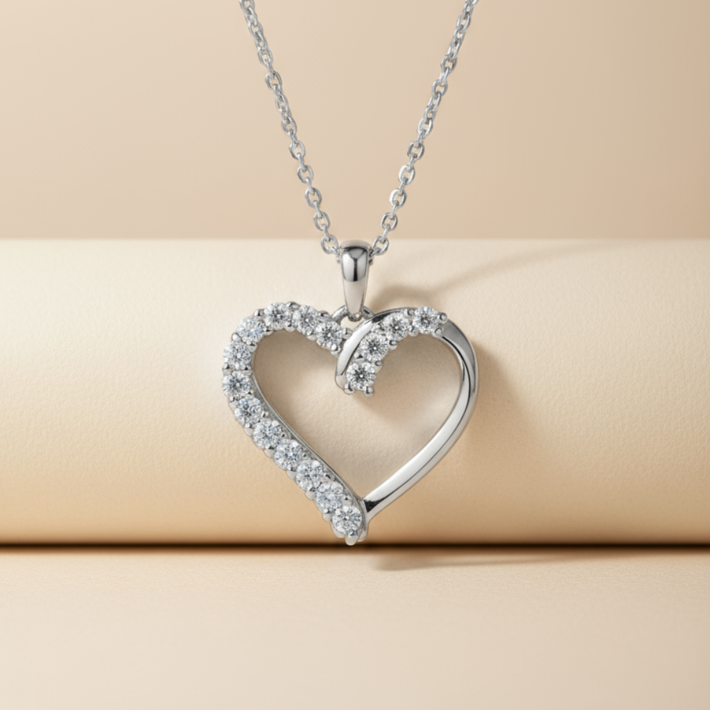 Moissanite Diamond Heart Pendant Necklace