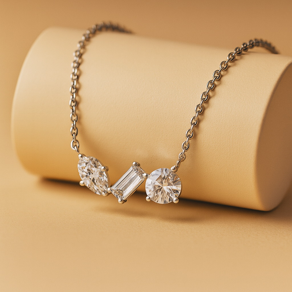 Cubic Zirconia Multi Shape Pendant Necklace