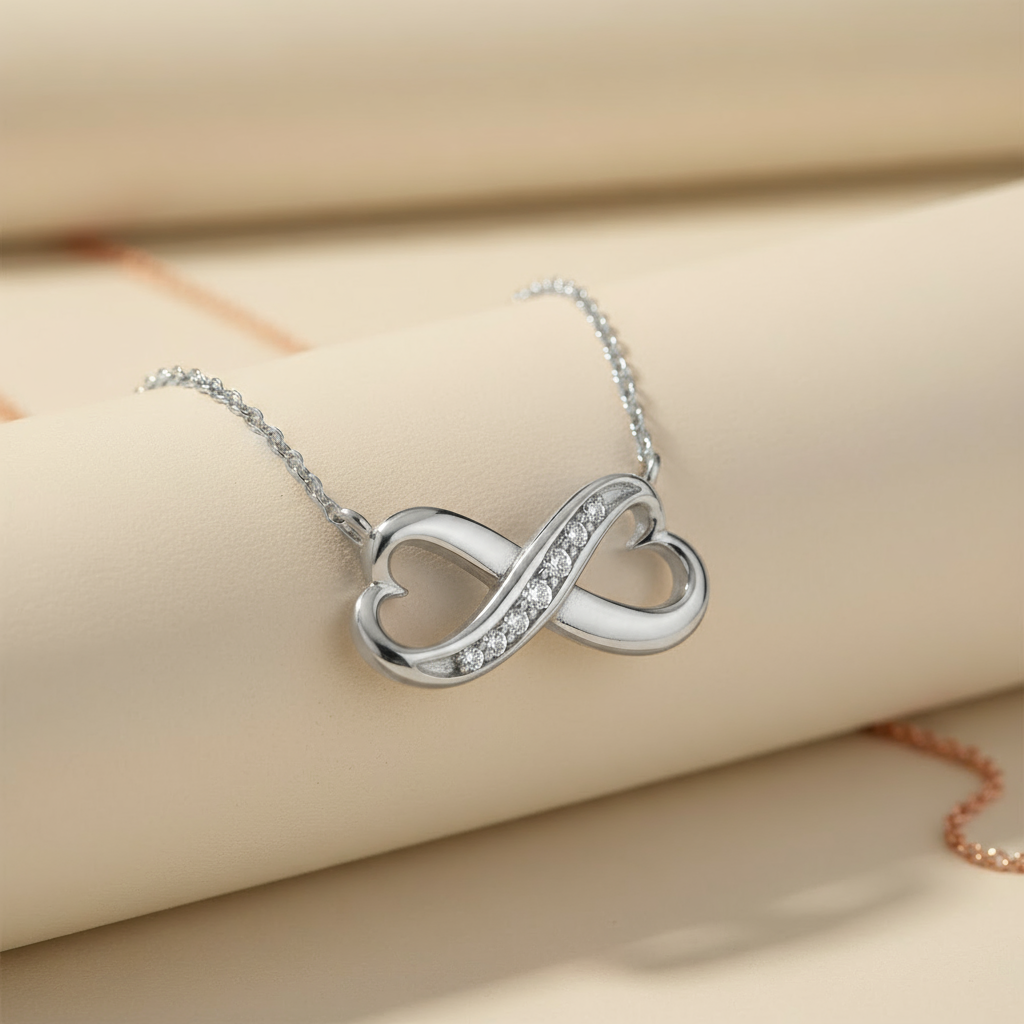 Sideways Heart Shape Infinity Pendant Necklace