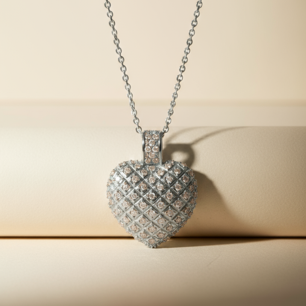 Round Love Heart Pendant Necklace