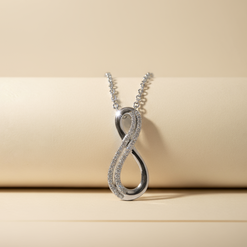 Double Row Infinity Pendant Necklace