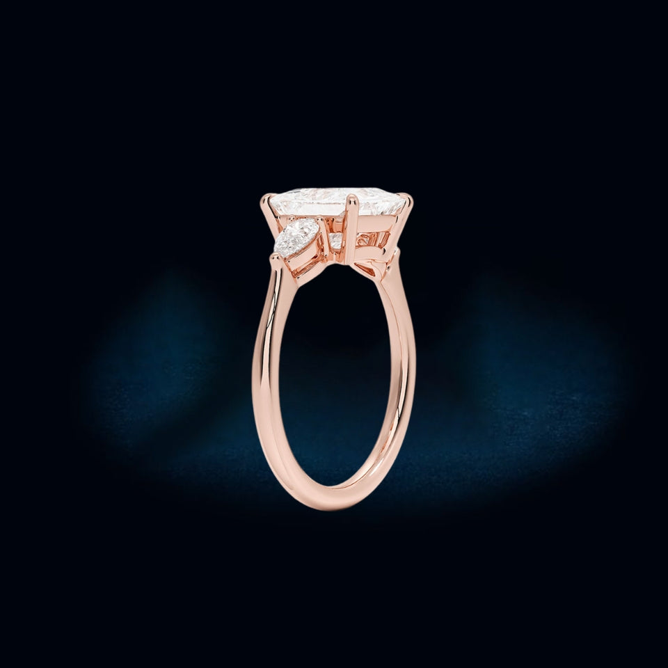 Moissanite Princess Shape Three Stones Ring