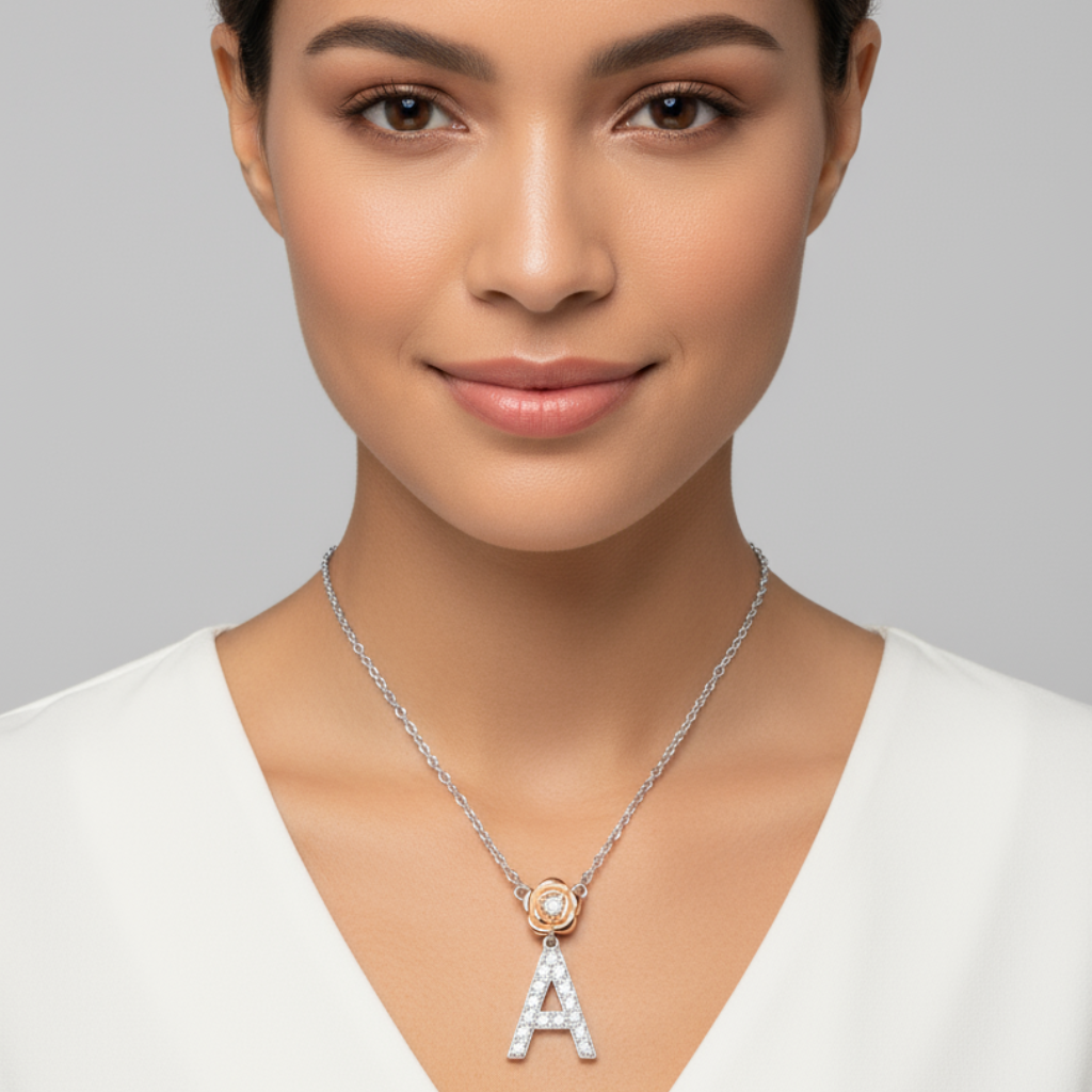 Alphabet Flower Pendant Necklace