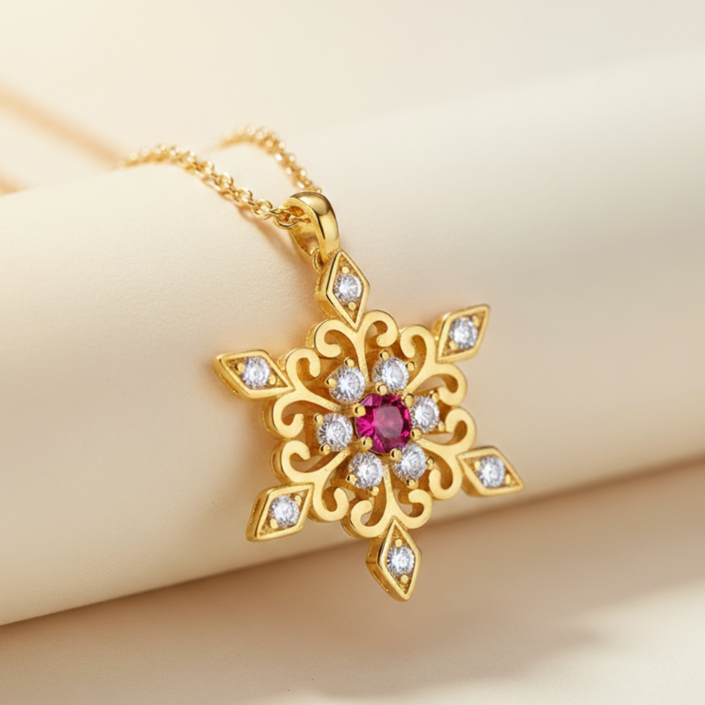 Birthday Snowflake Pendant Necklace