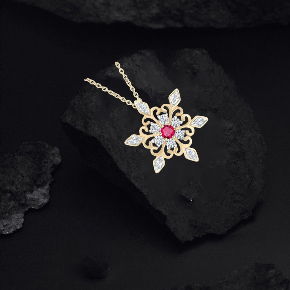 Birthday Snowflake Pendant Necklace