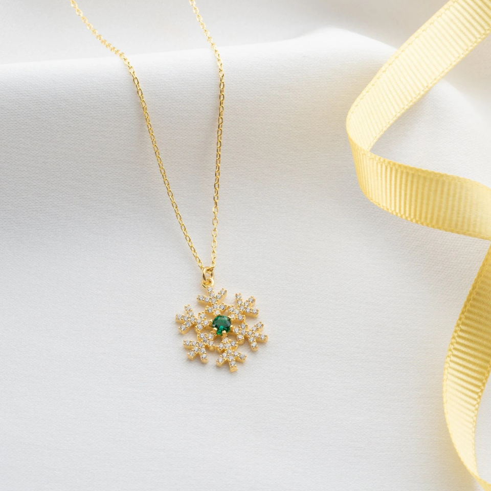 Birthday Snowflake Pendant Necklace
