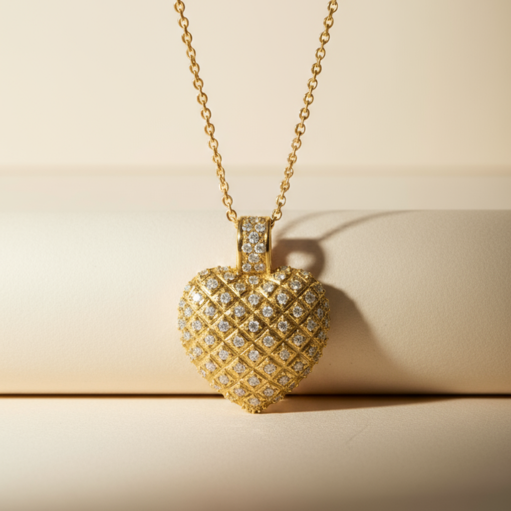 Round Love Heart Pendant Necklace