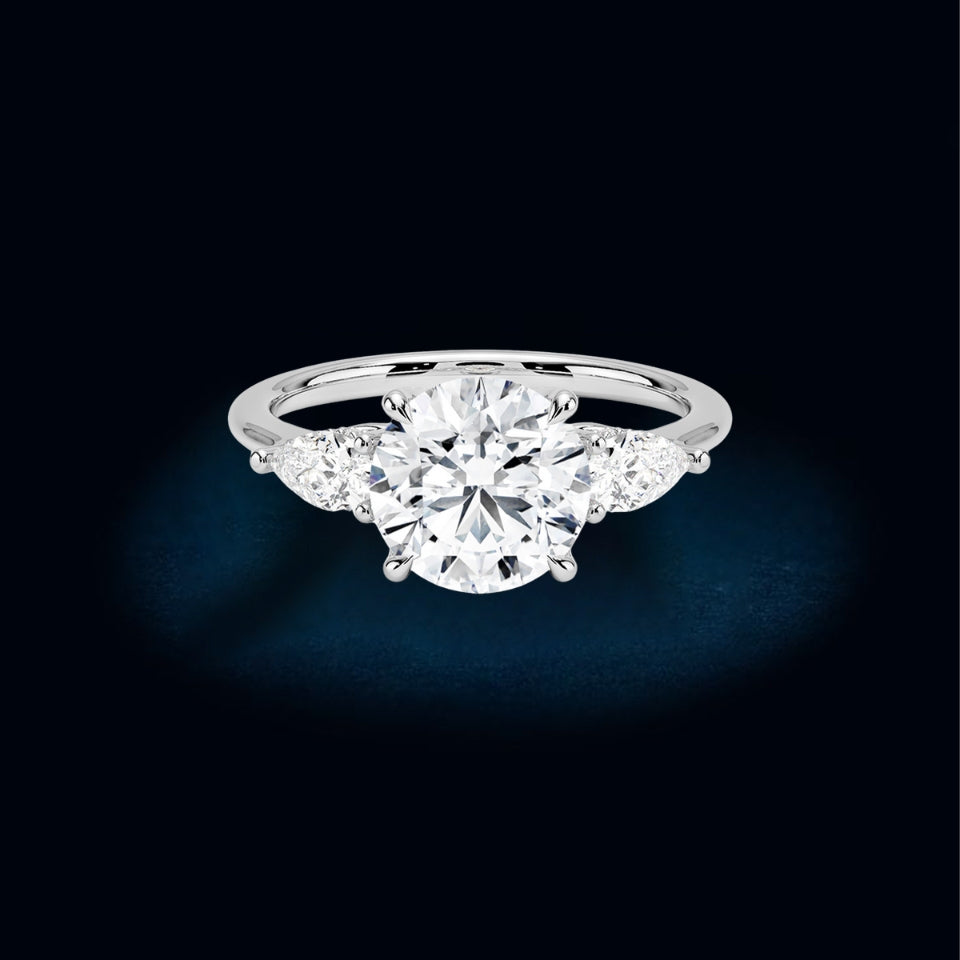 Moissanite Round Cut Three Stone Ring