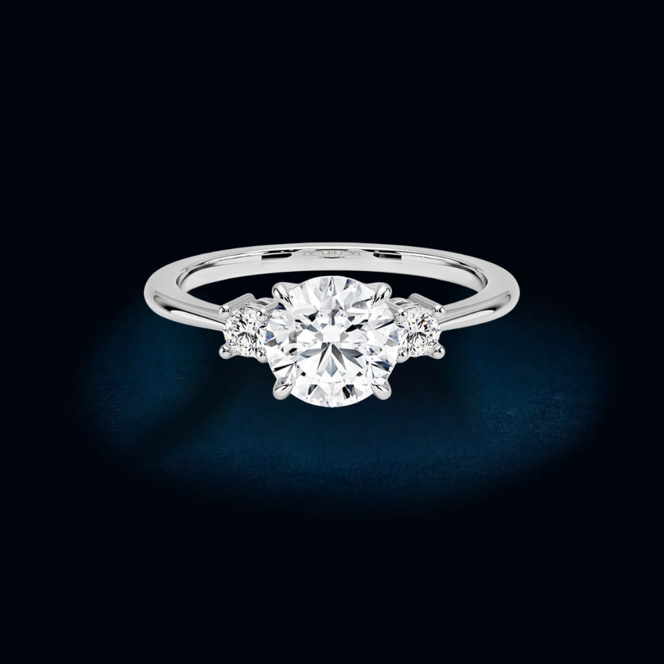 Round Moissanite Three Stone Engagement Ring