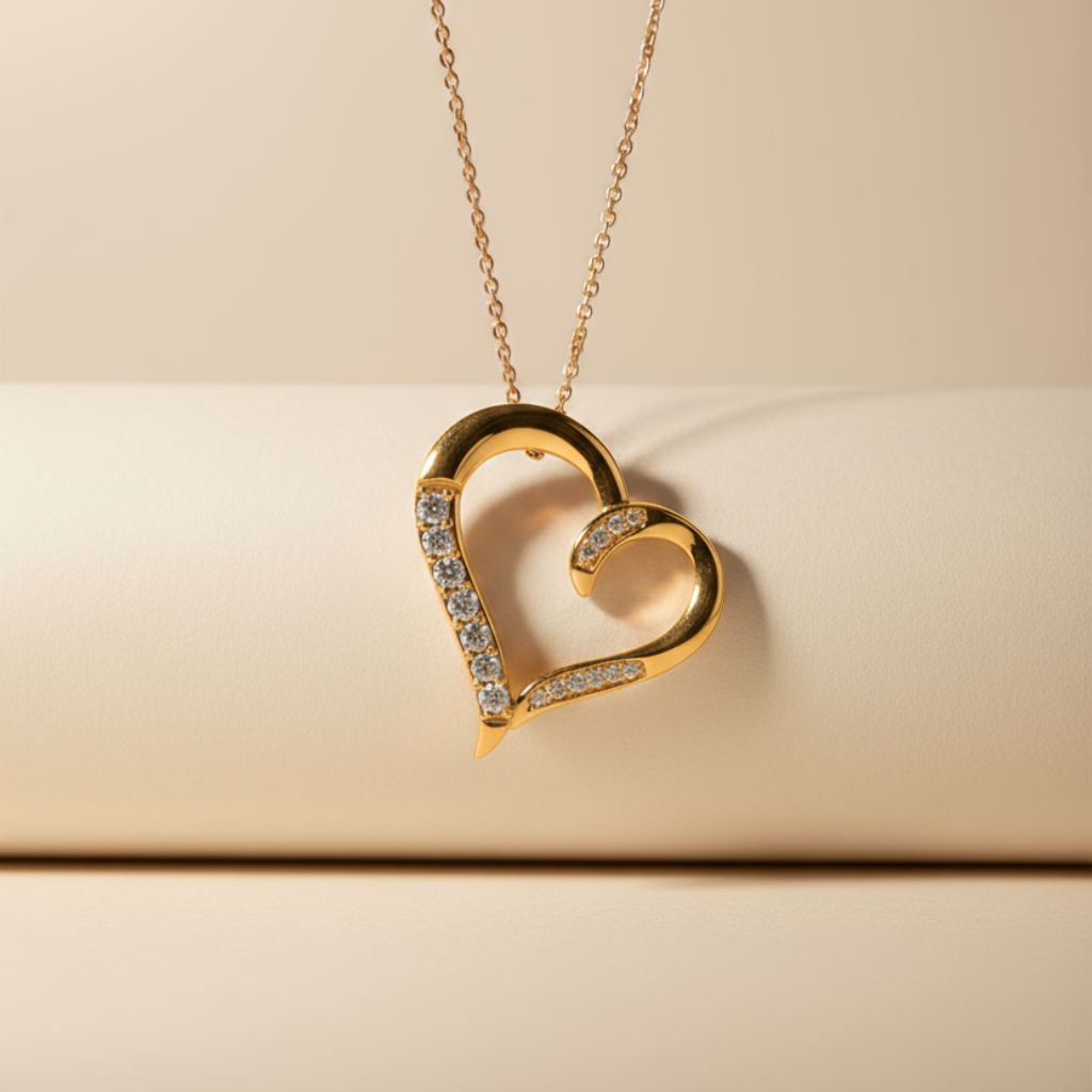 Tilted Heart Pendant Necklace