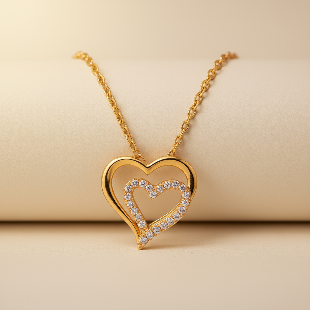 Double Heart Pendant Necklace