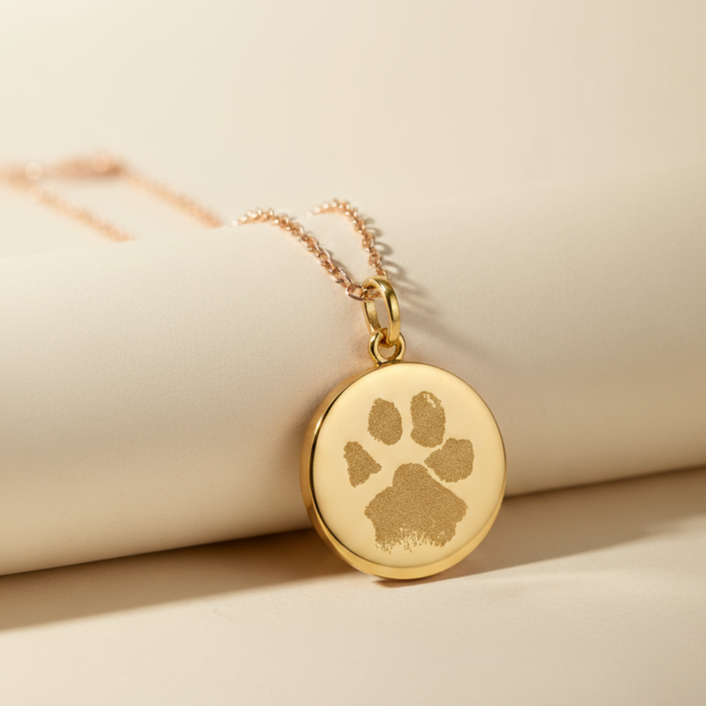 Paw Print Disc Pendant Necklace
