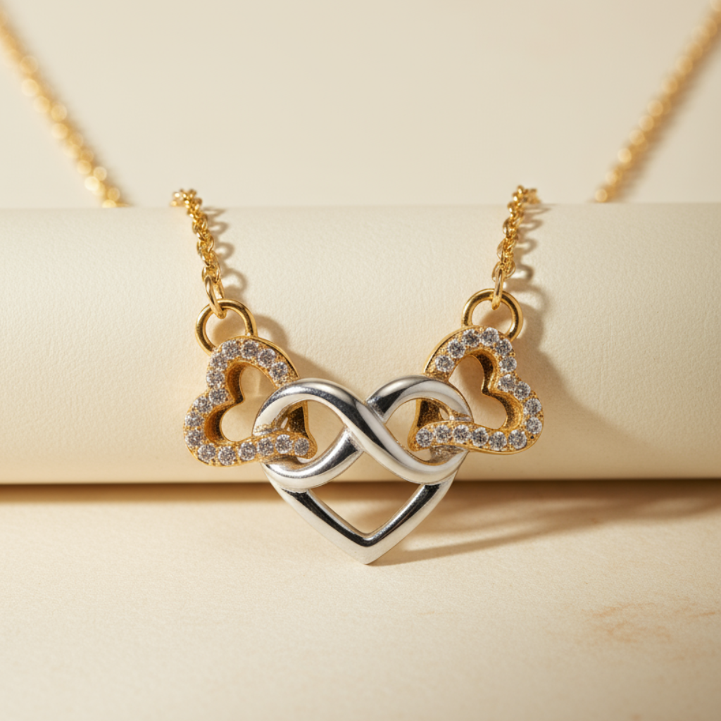 Infinity Heart Interlocking Pendant Necklace