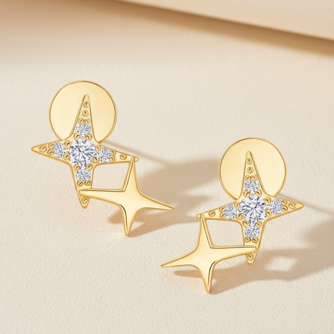 Moissanite Diamond Star Stud