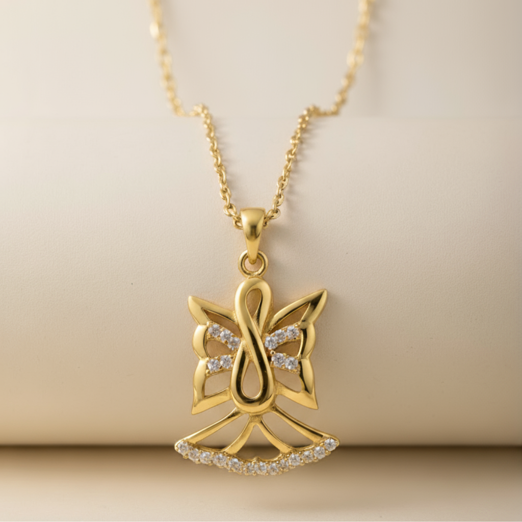 Infinity Angel Outline Pendant Necklace