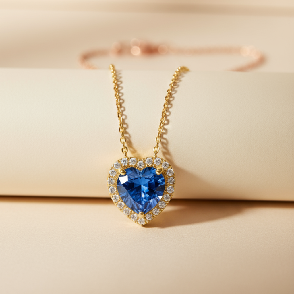 Love Heart Birthstone Pendant Necklace