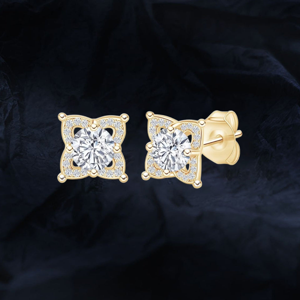 Moissanite Diamond Flower Stud