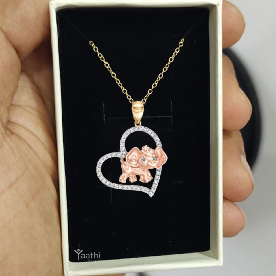 Elephant Heart Pendant Necklace