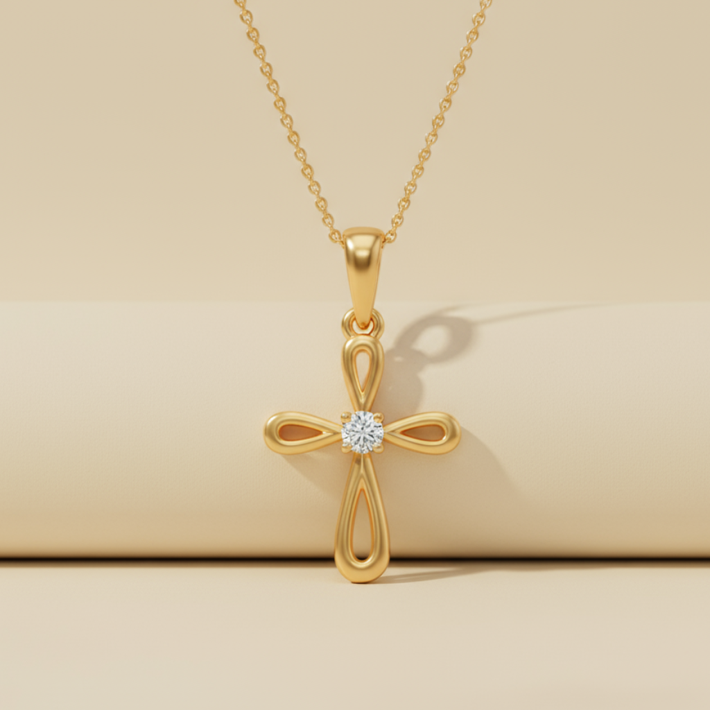 Infinity Open Cross Pendant Necklace