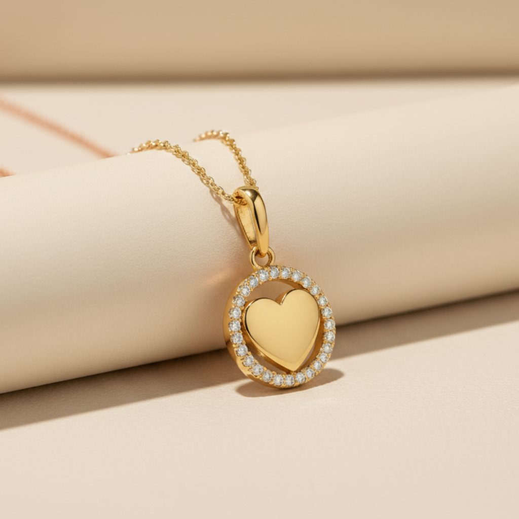 Open Circle Love Heart Pendant Necklace