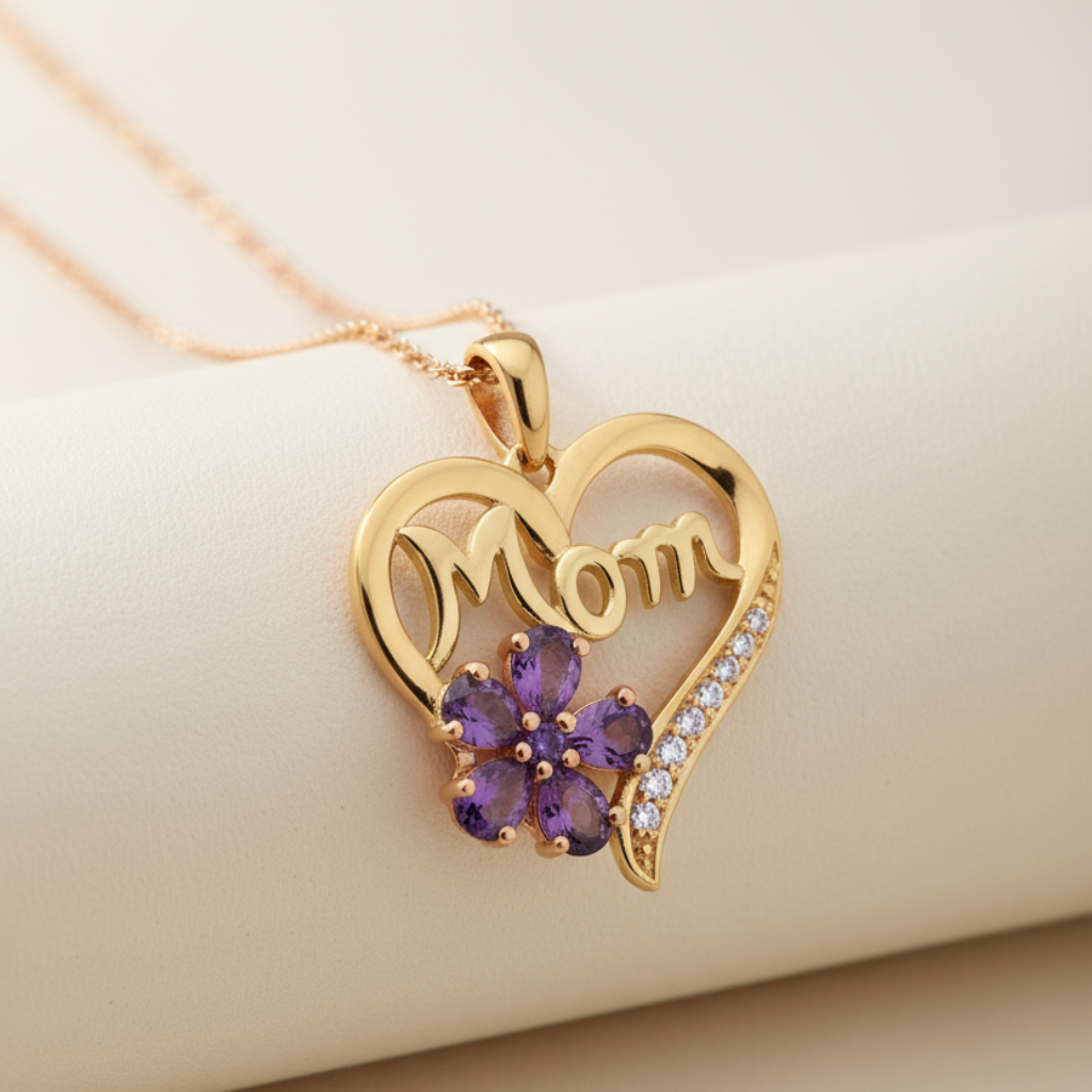 Pear Mom Love Heart Pendant Necklace