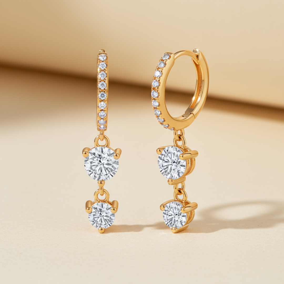 Moissanite Diamond Drop Hinged Earrings