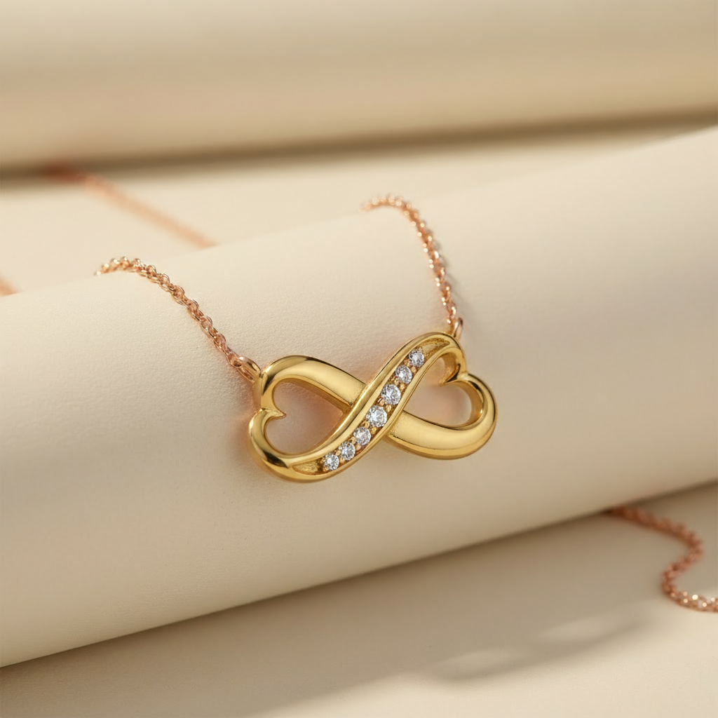 Sideways Heart Shape Infinity Pendant Necklace