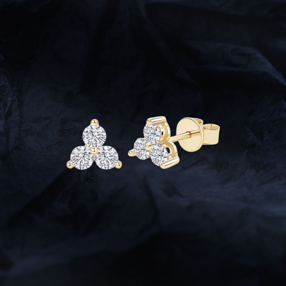 Moissanite Trio Stone Trinity Stud