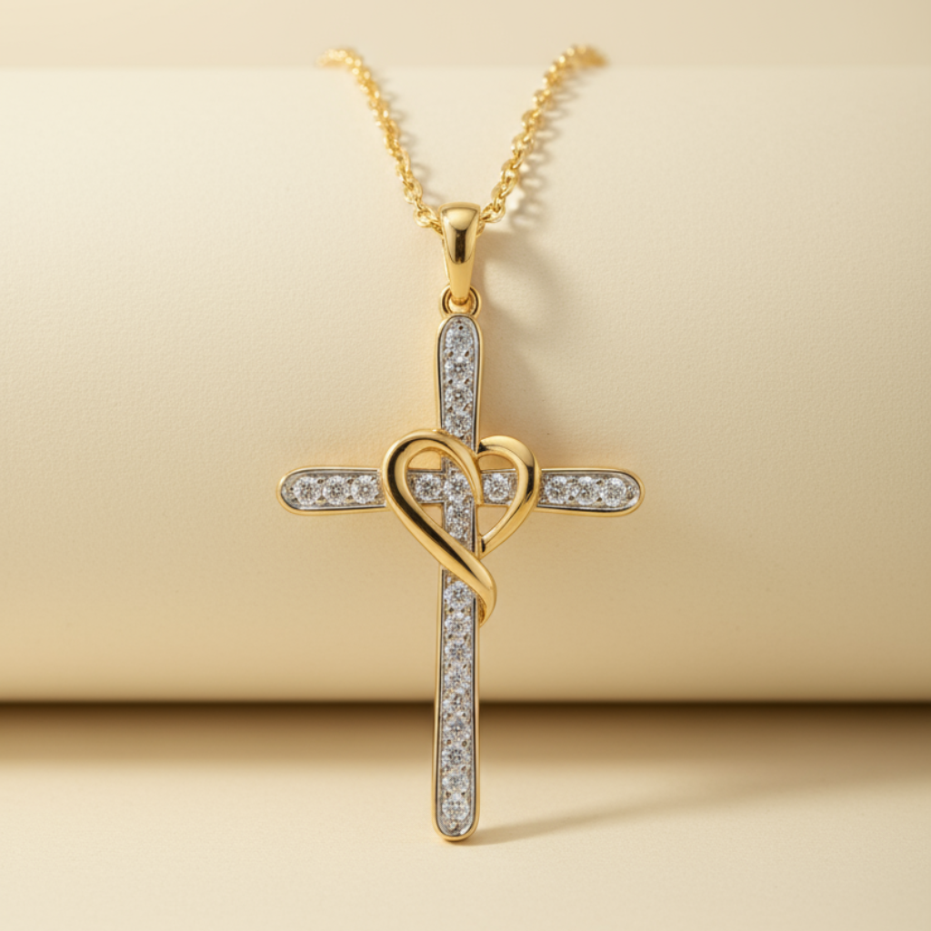 Cross Heart Pendant Necklace