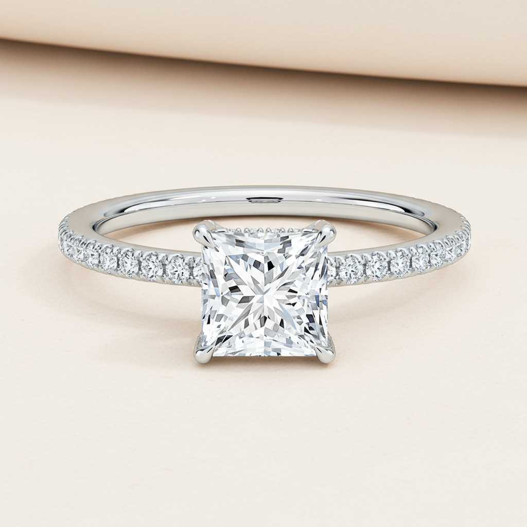 Princess Moissanite Diamond Ring