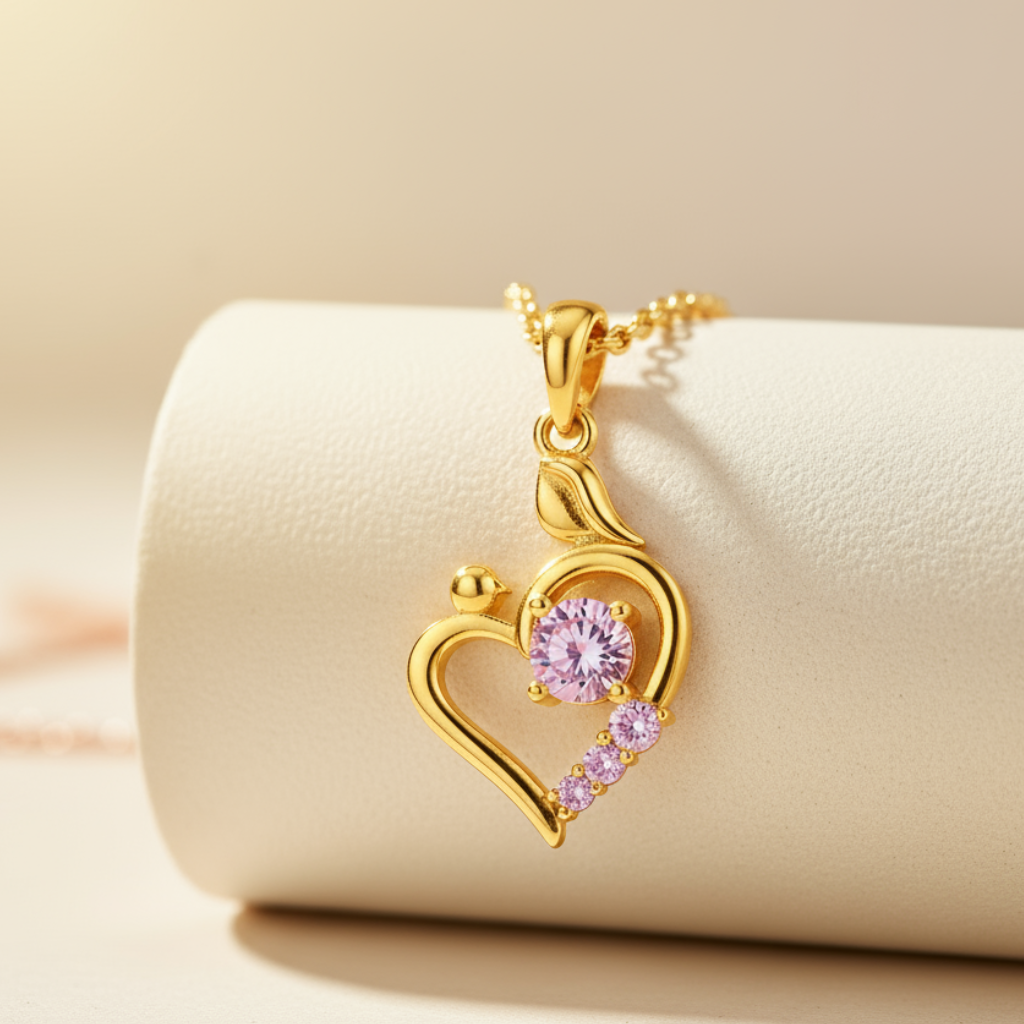 Child with Mom Heart Pendant Necklace