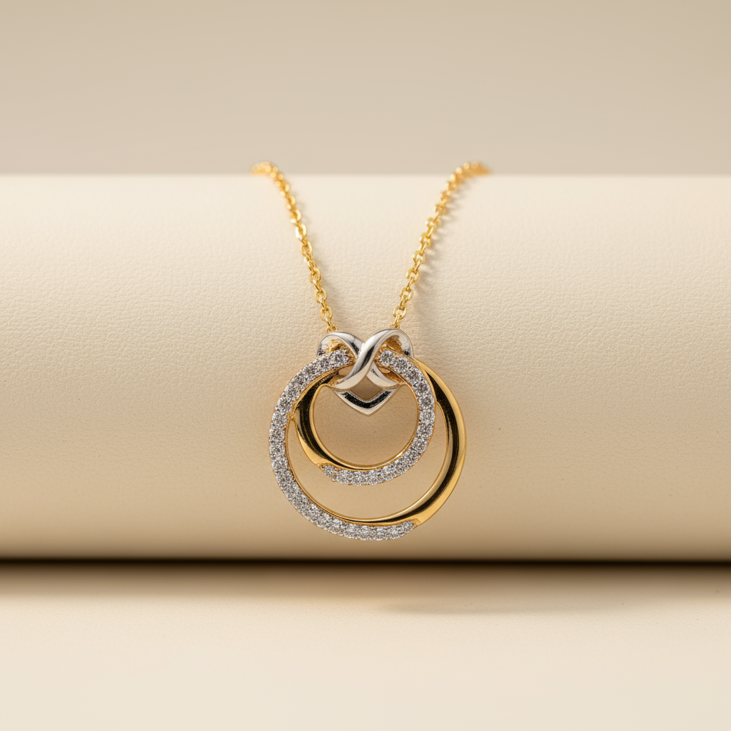 Double Circle Pendant Necklace