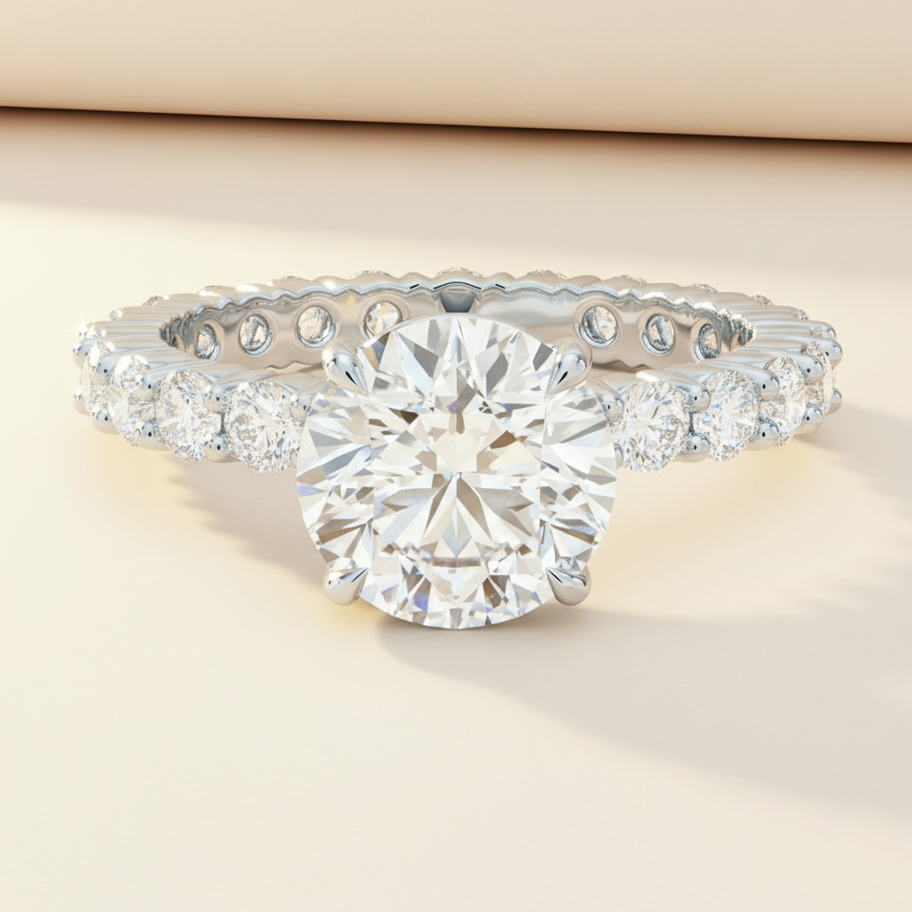 Round Shape Pointer Moissanite Diamond Ring