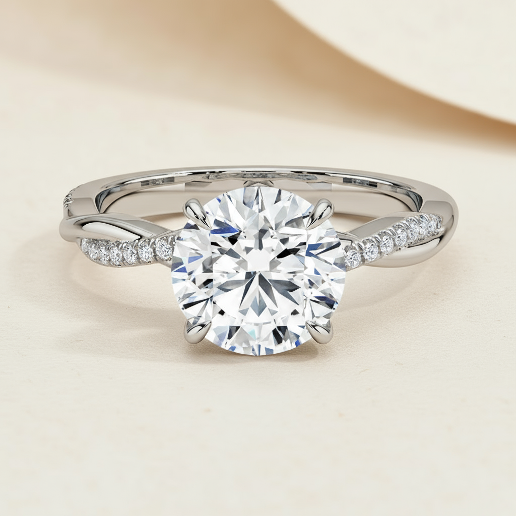 Round Twisted Moissanite Diamond Ring
