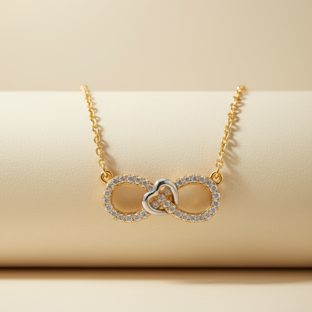 Sideways Infinity Heart Pendant Necklace