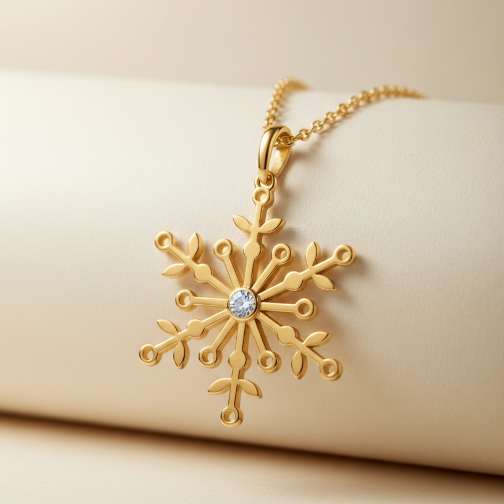 Solitaire Snowflake Pendant Necklace