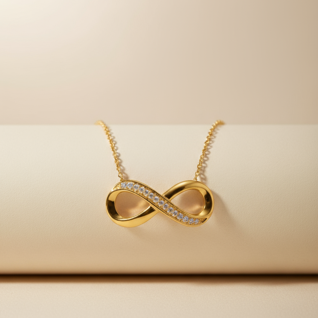 Pave set Infinity Pendant Necklace