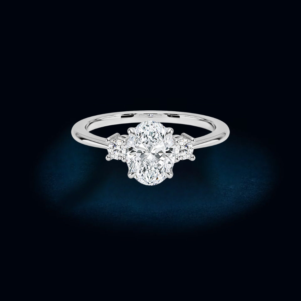 Oval Moissanite Three-Stone Engagement Ring