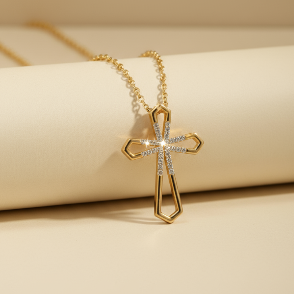 Accent Open Cross Pendant Necklace