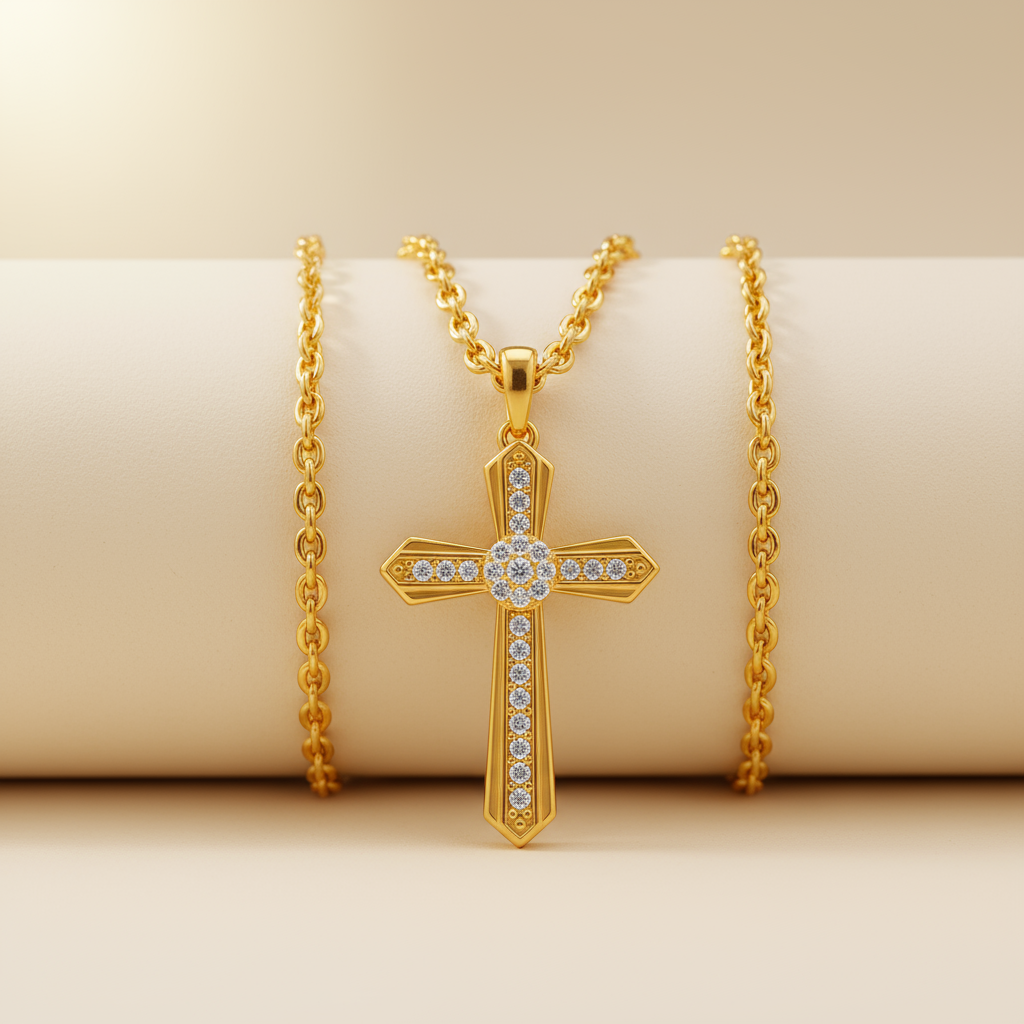 Layered Style Cross Pendant Necklace