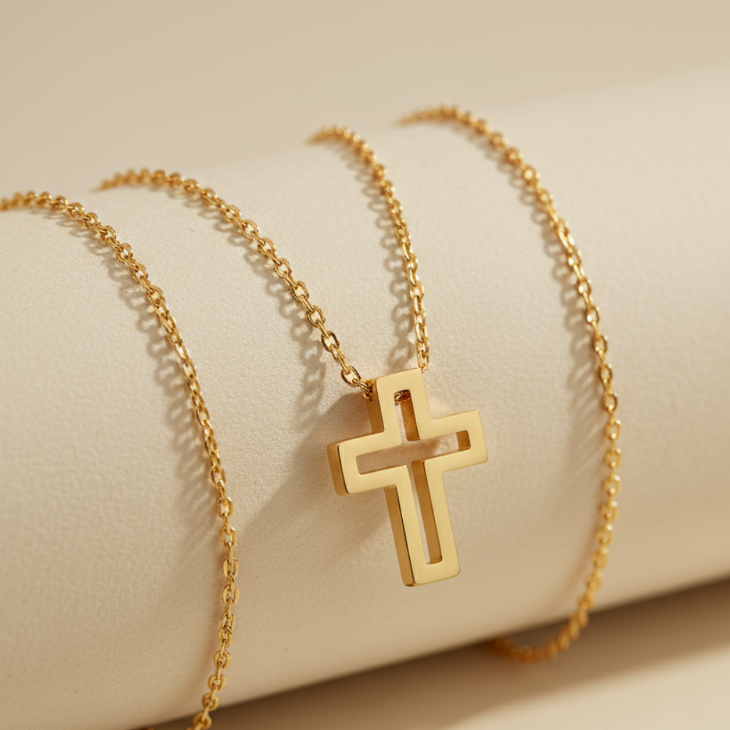 Cross Outline Pendant Necklace