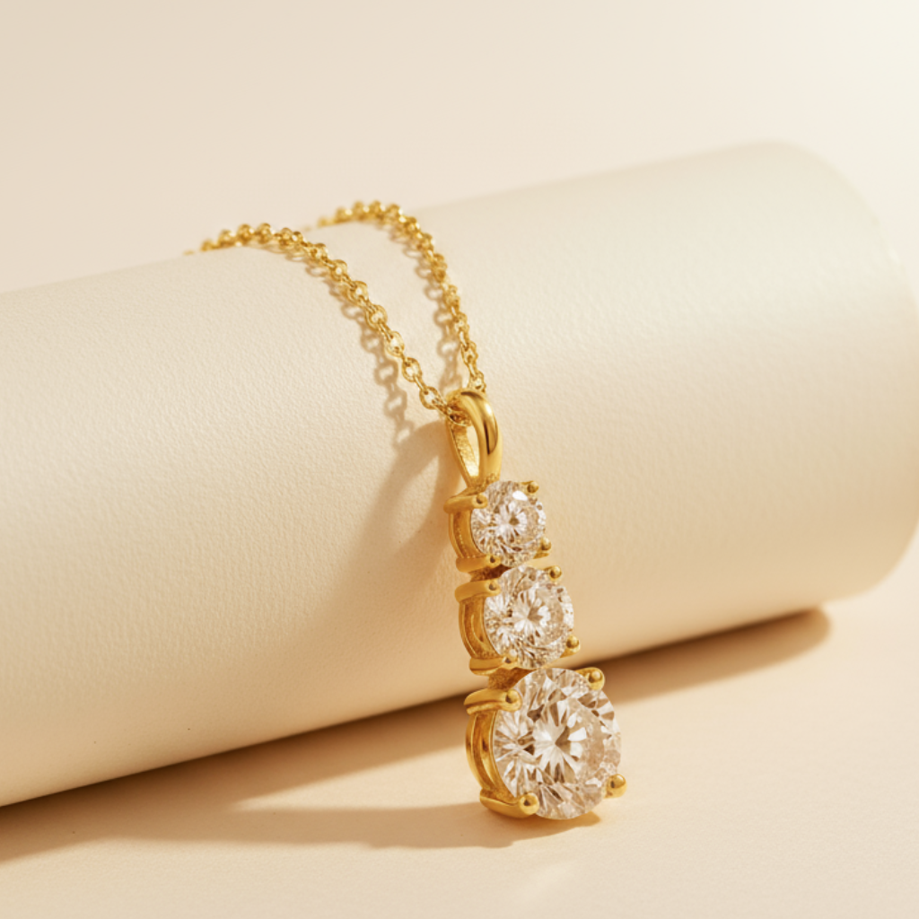 Three Stone Journey Pendant Necklace