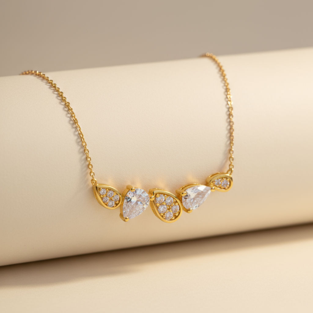 Pear Shape Cluster Pendant Necklace