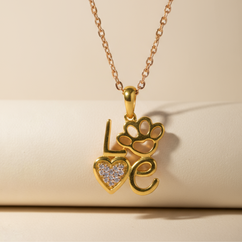 Love Paw Print Pendant Necklace