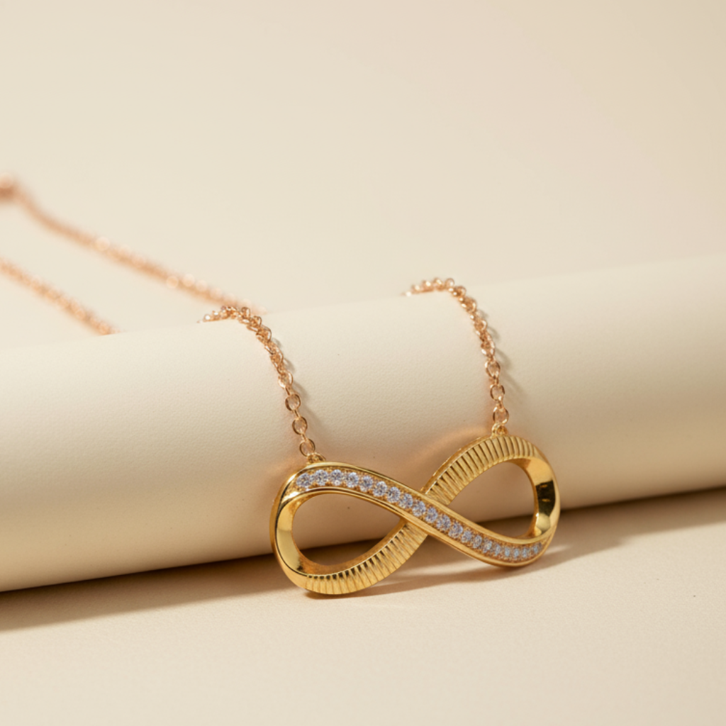 Moissanite Sideways Infinity Pendant Necklace