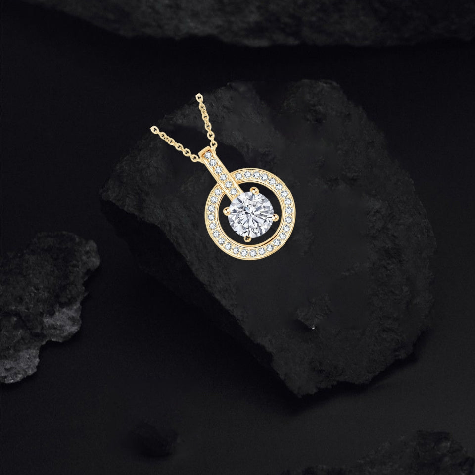 Dazzling Halo Solitaire Pendant Necklace
