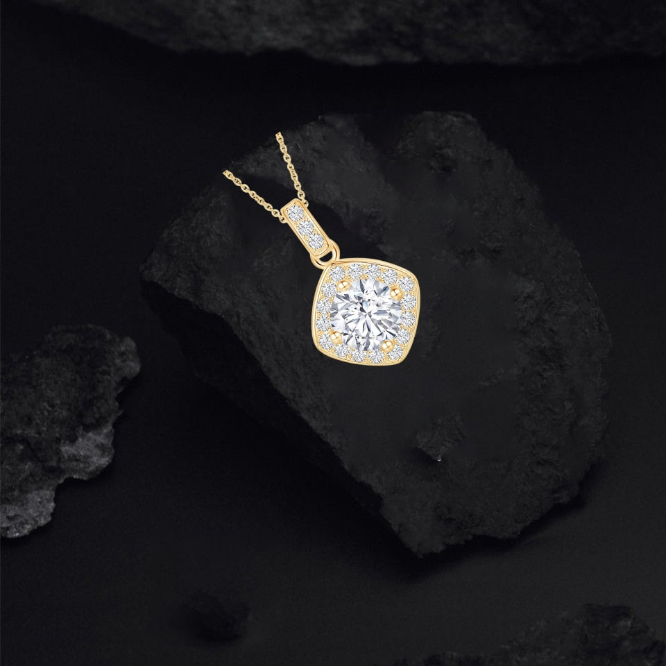 Cushion Halo Pendant Necklace